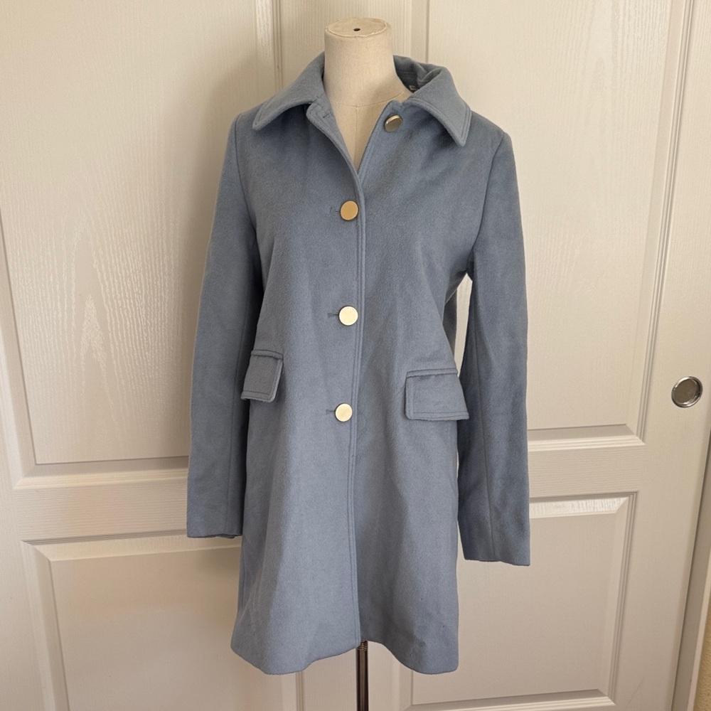 T Tahari Sky Blue Pea Coat